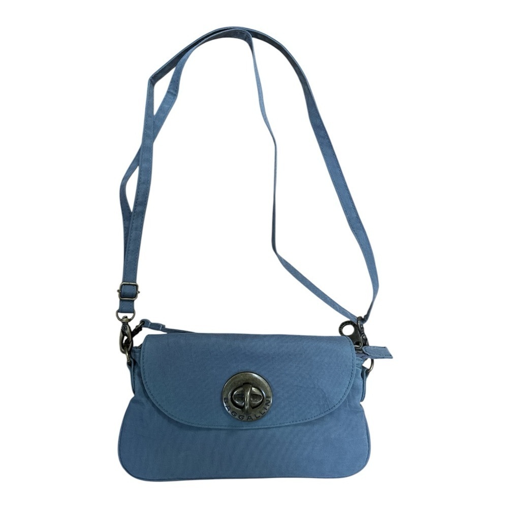 Baggallini Gray Shoulder Bag with Adjustable Strap and Circular Clasp